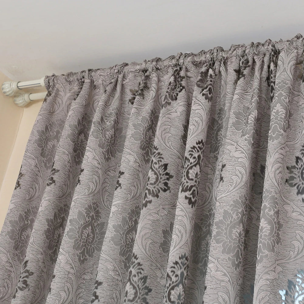 1PC Cortina Jacquard Estilo Europeo Gris para Ventanas, Cortinas Opacas de 20-40% para Dormitorio, Sala de Estar, Decoración del Hogar