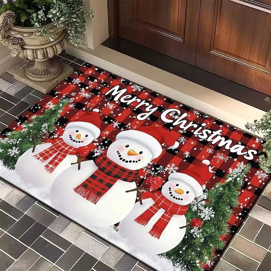 Christmas Tree Santa Claus Elk Christmas Entry Door Floor Mat Festive Decorations Carpet Bathroom Anti-slip Mat Entrance Doormat