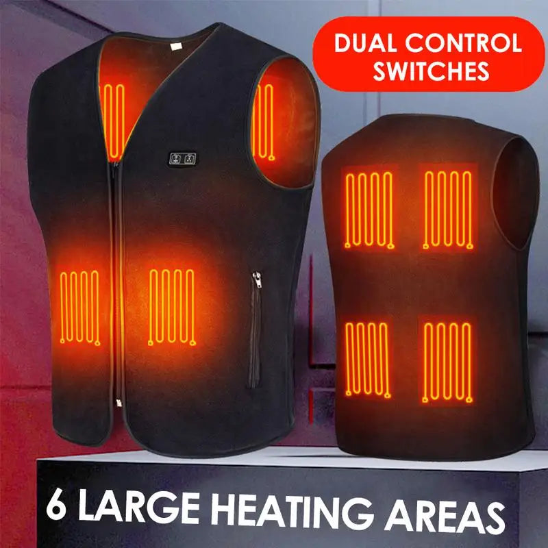 Chaleco con calefacción USB de invierno, 3 velocidades de temperatura ajustable, chaleco auto calefactable, chaqueta calefactable lavable sin mangas para deportes al aire libre