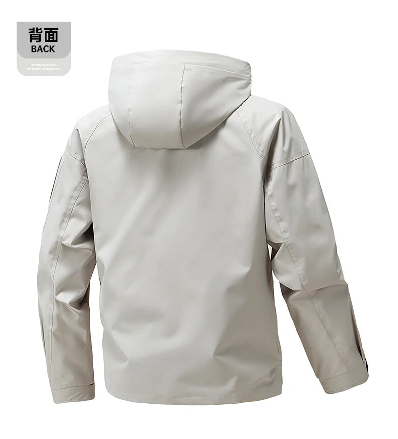 Cortavientos Cargo para Hombre, Chaquetas de Motocicleta, Ropa Militar Impermeable, Chaqueta con Capucha para Hombre, Abrigo para Acampar al Aire Libre y Senderismo