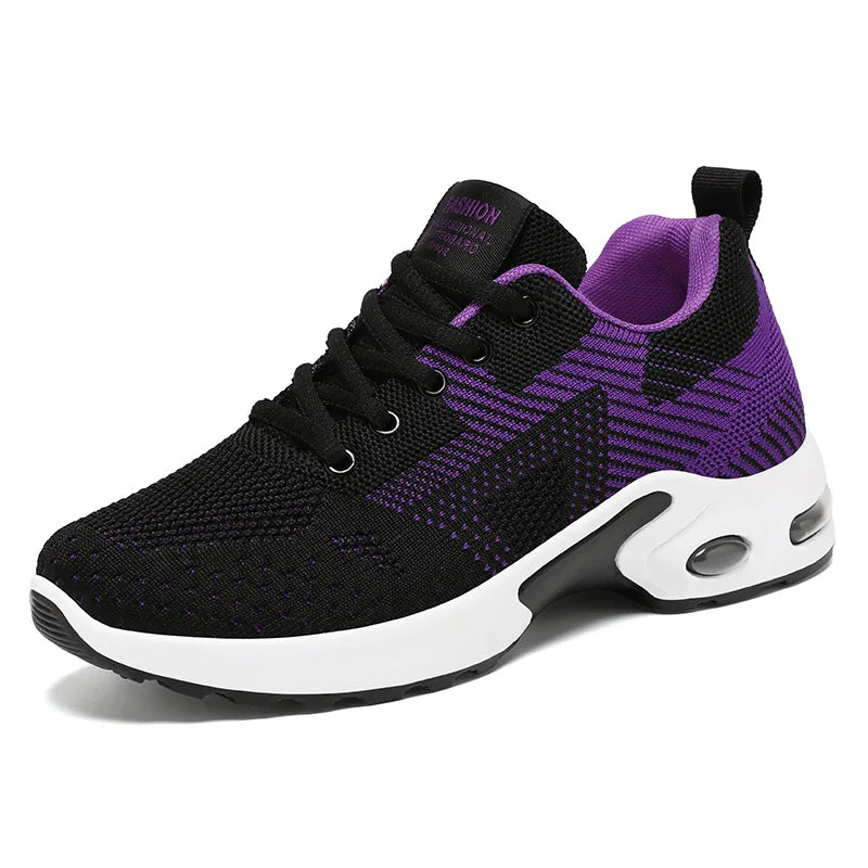 Zapatillas de running para mujer, nuevas, de primavera, de talla grande, informales, transpirables, con cordones, con cámara de aire, deportivas
