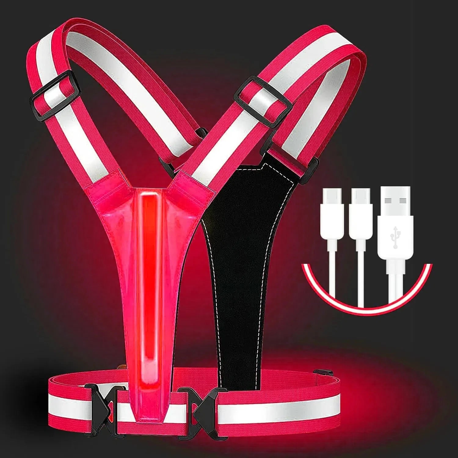 LED-reflekterende tanktopp for nattløping, høy elastisk utendørs sportsklær, sykkel- og løpeutstyr