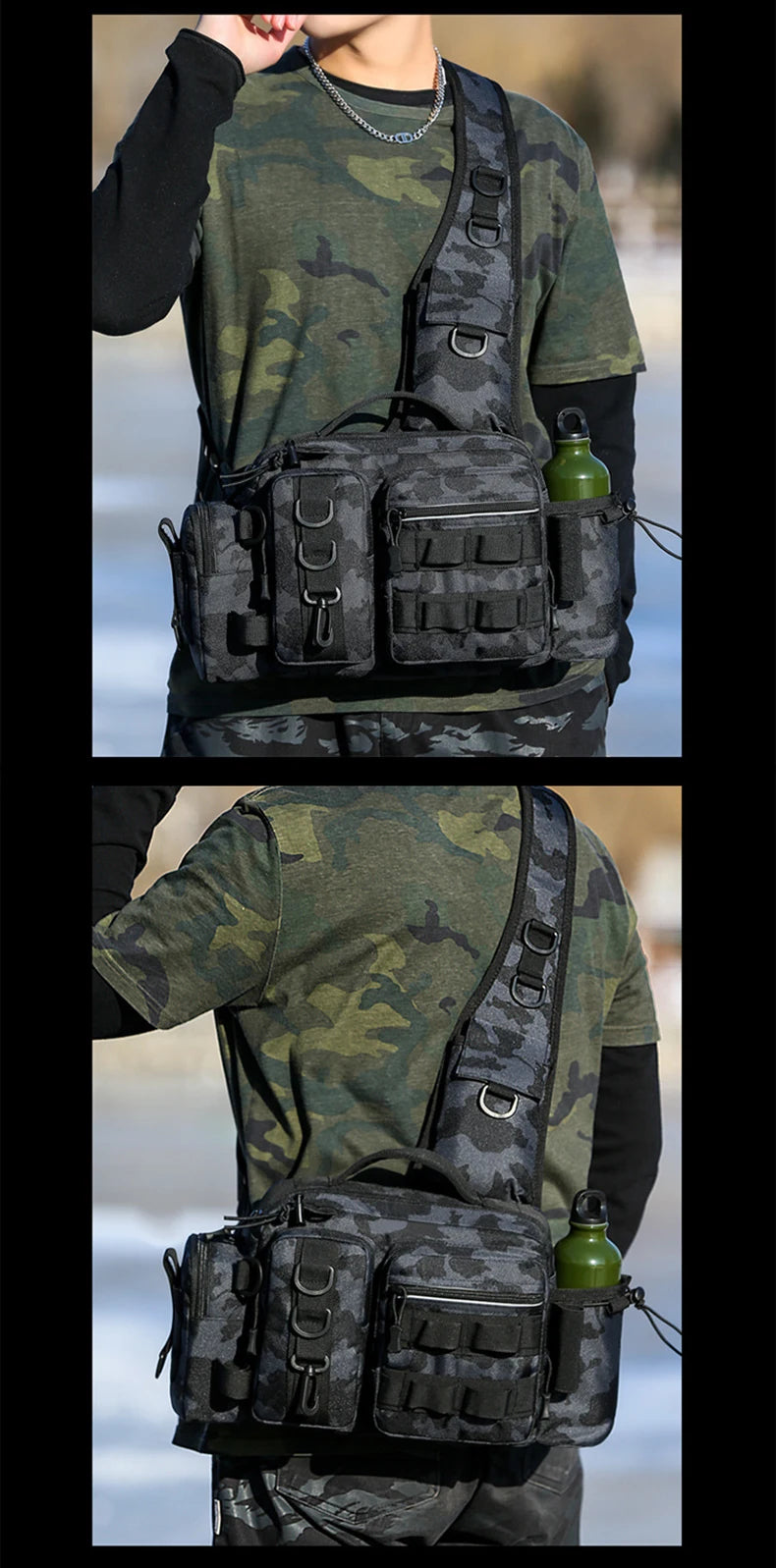 Sac à dos de pêche, boîte à leurres, sac de rangement pour équipement, sac banane pour homme, sac à dos de pêche à la mouche avec porte-canne, sac à bandoulière