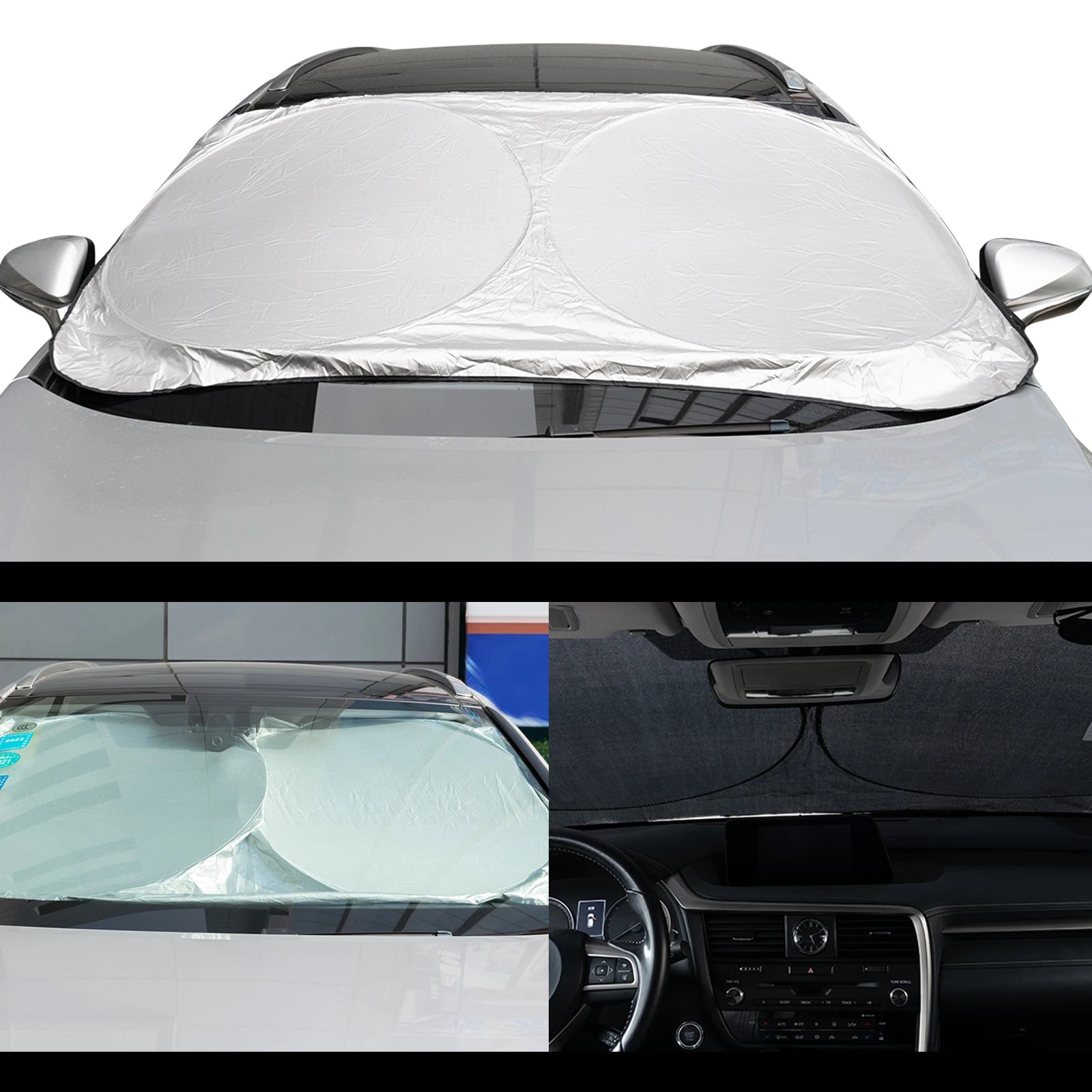 Car Windshield Sunshades Sun Visor Shade Foldable Reflective Front Window Screen Protector Cover UV Block Rays Auto Accessories