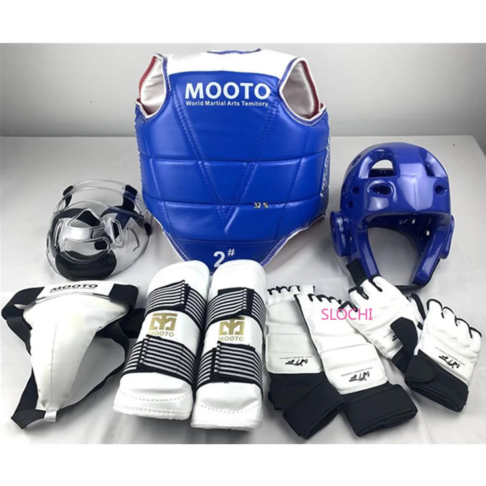 Set de entrenamiento de equipo de protección de combate de Taekwondo, equipo de combate real, conjunto de equipo de protección de artes marciales engrosado para competición