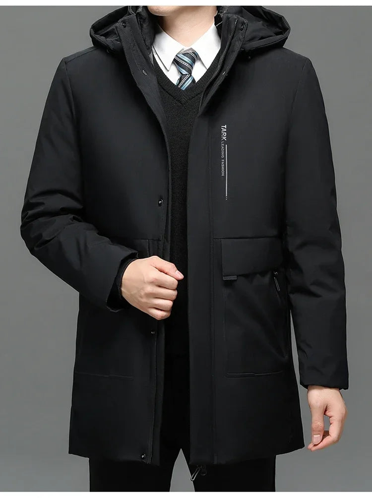 Chaquetas con capucha para hombre, ropa de abrigo informal, parkas largas para hombre, nuevas parkas impermeables y cálidas para otoño e invierno, abrigo tipo parka, 2 PIEZAS Parkas de invierno