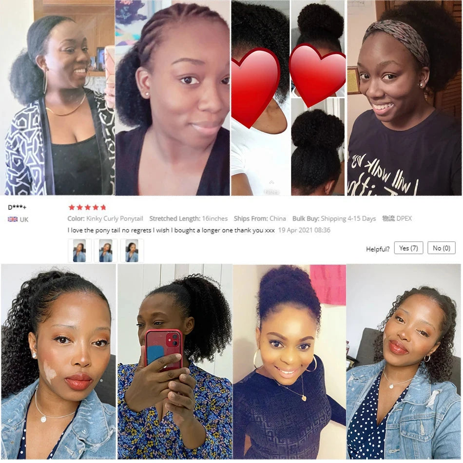 Ponytail Human Hair Drawstring Afro Curly Ponytails 100% Human Natural Hairpiece Curly Ponytail 100% Human Hair Kinky Ponytail