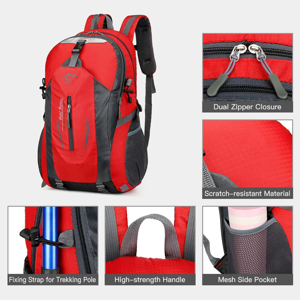 Mochila de senderismo de 40 L impermeable, ligera, para senderismo al aire libre, mochila de viaje para hombres y mujeres, mochila de montañismo