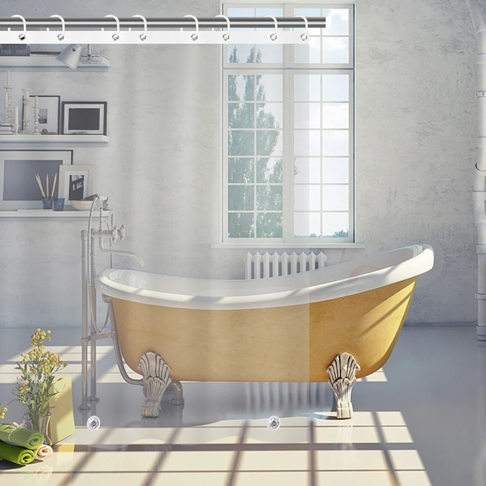 180-230cm Shower Curtains Waterproof Heavy Duty Thick Fabric Bath Curtain for Hotel Bathroom Bathtub Solid White Private Cover