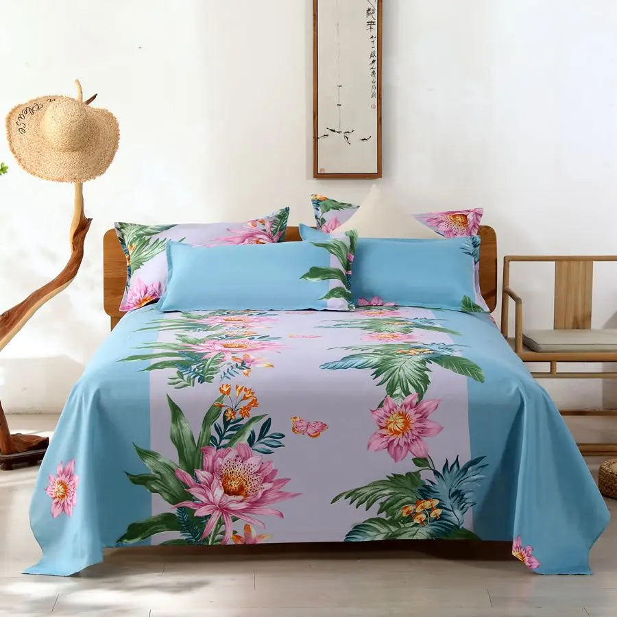 1 Sábana Bajera Textil Hogar Moderna Poliéster Algodón Sábanas Planas Ropa de Cama Tamaño Individual Queen King (Sin Fundas de Almohada)