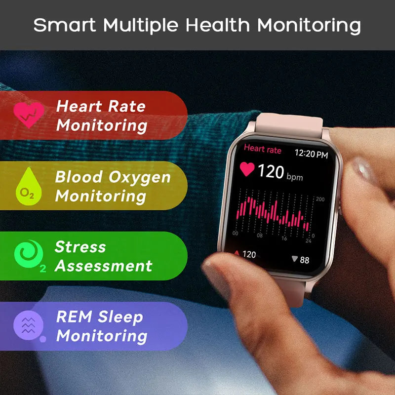 Smartwatch para mujer, rastreador de actividad física, podómetro, monitor de sueño, compatible con teléfonos Android e iOS, oro rosa.