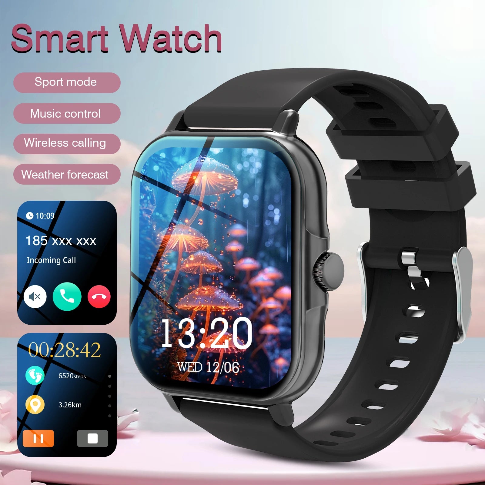 Reloj inteligente, para hombres y mujeres, llamadas inalámbricas, monitor de actividad, pantalla de 2.01 pulgadas, reloj inteligente deportivo