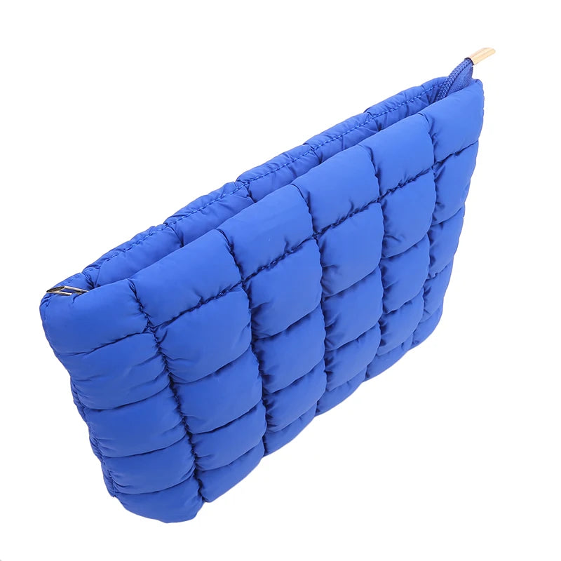 Neceser acolchado para mujer, bolsa de almacenamiento de maquillaje acolchada, neceser hinchable, bolsa organizadora de cosméticos grande, bolso de mano, estuche de belleza