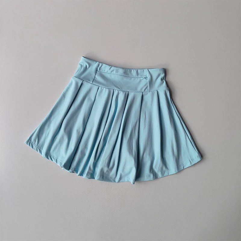 Falda de tenis para mujer, conjunto de yoga de verano, camiseta de manga corta, maratón, bádminton, golf, falda deportiva, conjunto deportivo de fitness