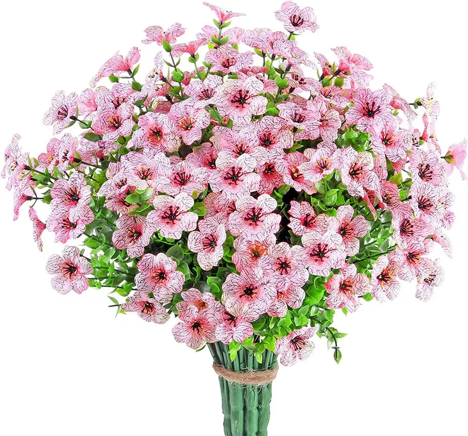 Flores artificiales para exterior, resistentes a los rayos UV, plantas sintéticas para jardín, bodas, hogar, cocina, decoración de granja, plantas artificiales