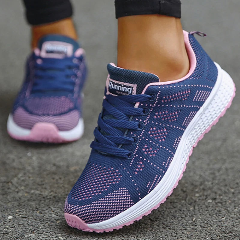 Mote Damesneaker Nettingstoff Netting Pustende Sneakers Dame Fritidssko Snøring Damesneakers Tenis Feminino