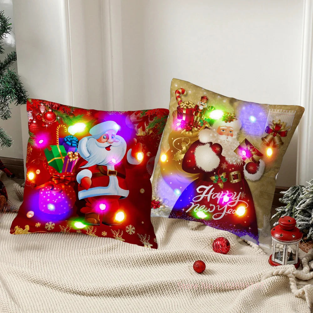 LED Christmas Cushion Cover – Santa Design & Festive Glow
