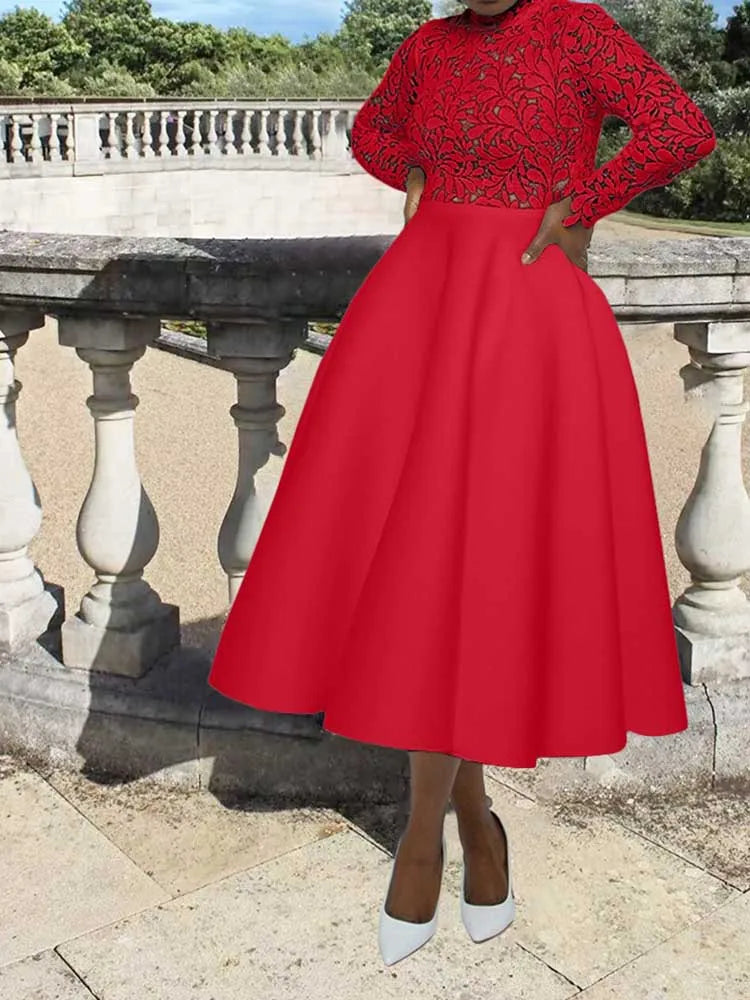 Vestidos elegantes de fiesta para mujer, moda de otoño, encaje, manga larga, vestido transparente, vestido de noche vintage para damas, venta al por mayor, Dropshipping