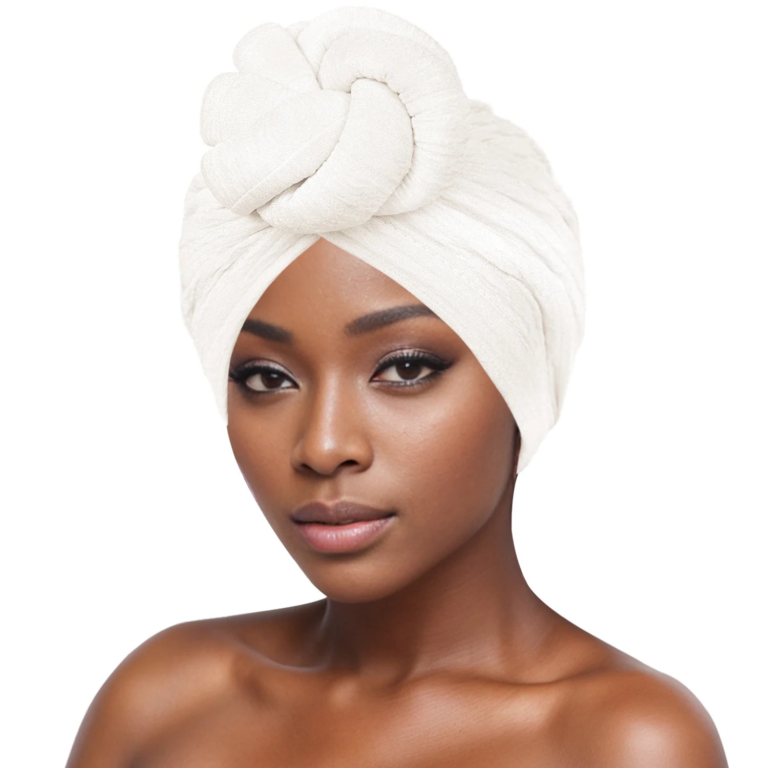 Women’s Fashion Turban – Bubble Cloth Headwrap with Large Flower Design