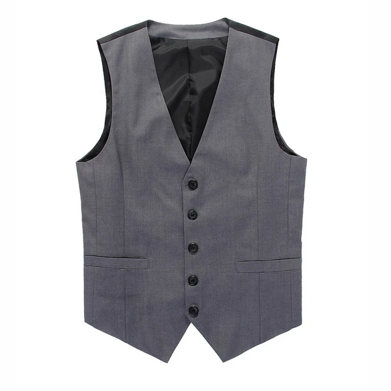 Gilet de costume simple boutonnage tendance pour homme, gris et noir, haut de gamme, coupe cintrée, formel, décontracté, grande taille 7XL