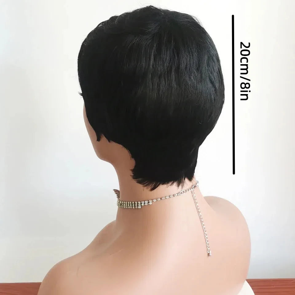 Short elf-cut wig with bangs, synthetic wig, women's short color wig, fashionable body wave wig for short hair