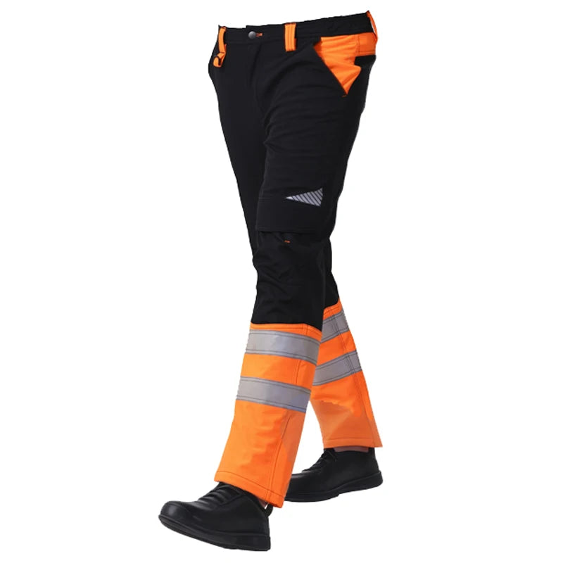 Trajes de trabajo de alta visibilidad amarillos para el invierno, conjunto de chaqueta impermeable de alta visibilidad 3 en 1 con forro y pantalones de trabajo para hombre
