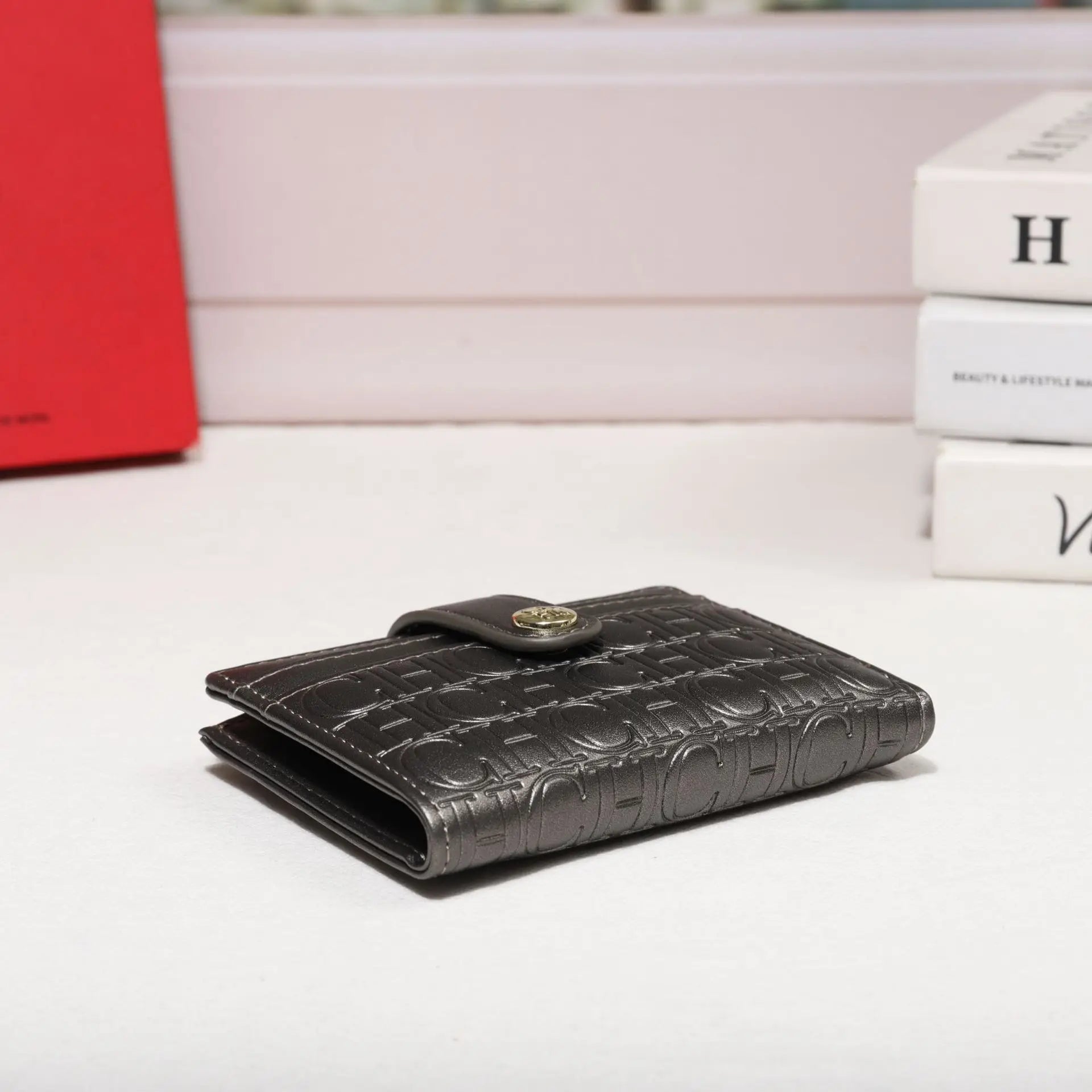 Cartera CH Luxury Classic plegable pequeña y ligera para mujer, cartera retro con estampado, mini tarjetero, monedero multifunción para tarjetas de identificación
