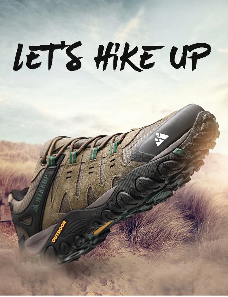 HIKEUP Zapatillas de senderismo para hombre de cuero de ante, calzado de exterior resistente al desgaste, zapatillas tácticas de trekking, senderismo y caza para hombre