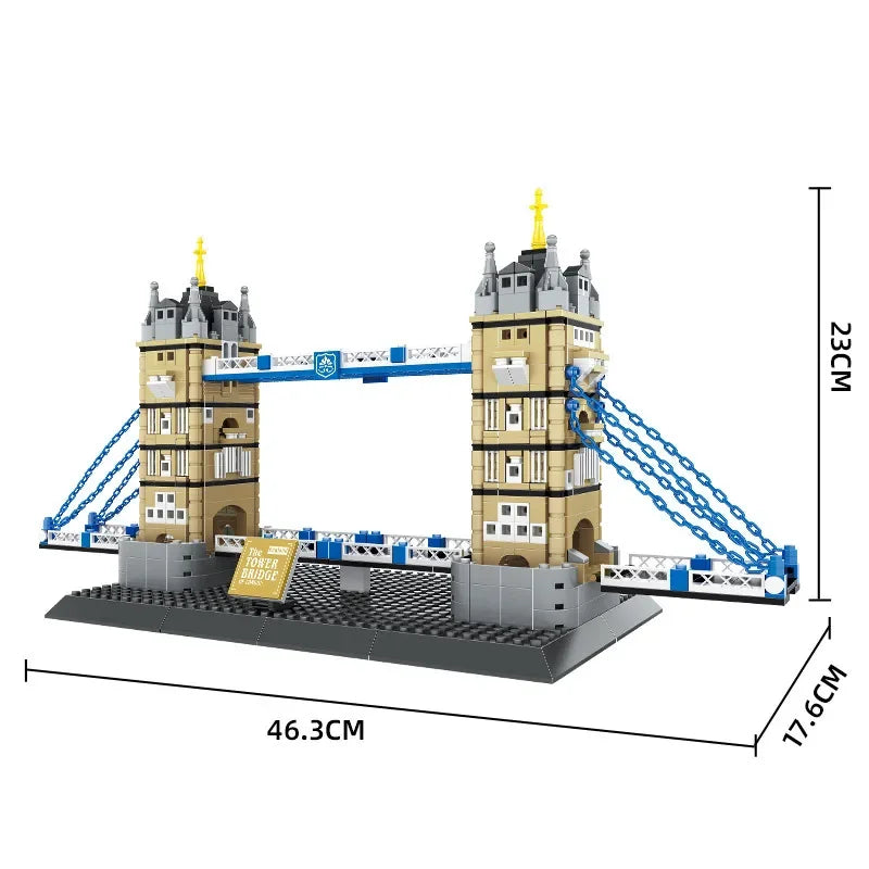 Creative Construction World Famous Modern Building Modelo de Arquitectura de Ladrillos Puente de la Torre de Londres, Inglaterra, Colección de Juguetes para Niños