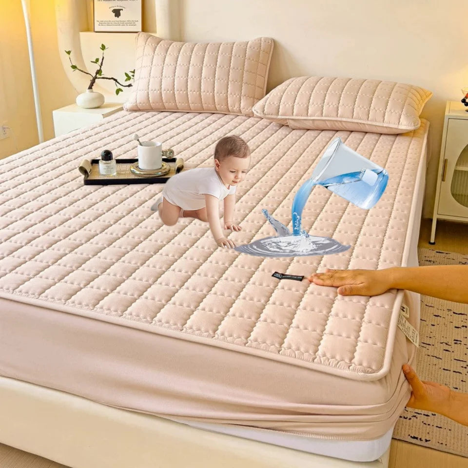 Waterproof Thickened Mattress Pad Protector Adjustable Durable Fitted Sheet Bed Covers Anti-mite Non-slip Bedspreads 150/160x200