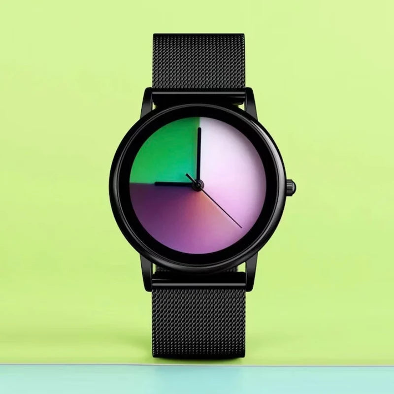 Nuevo y exclusivo reloj de mujer a la moda, informal, con esfera de color cambiante, de cuarzo, ultrafino de acero, para mujer, regalo especial