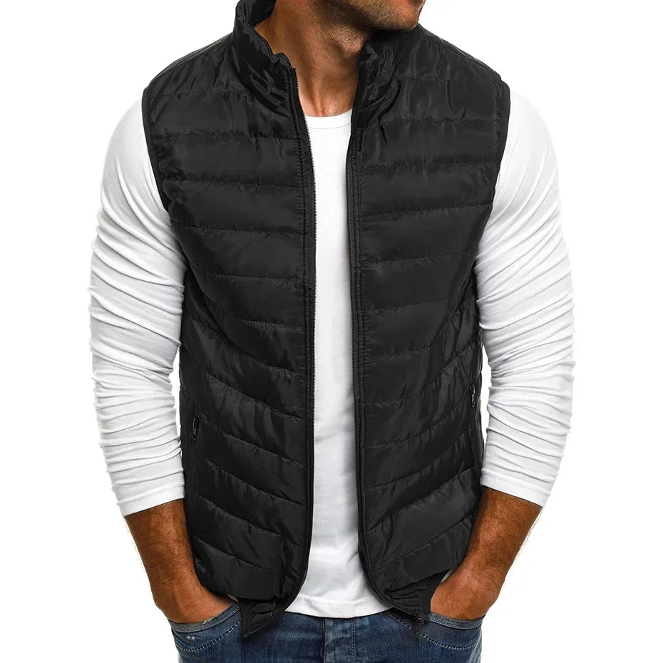 Chalecos sin mangas para hombre, moda de invierno, chalecos de algodón acolchados para hombre, abrigos, chalecos cálidos con cuello alto para hombre, ropa 5XL