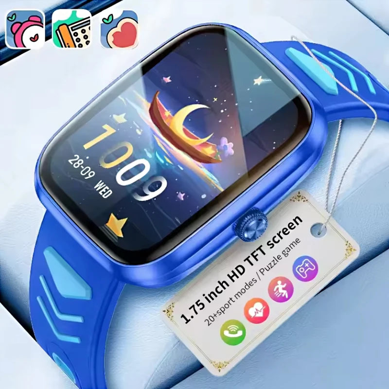 Montre connectée pour enfants, écran tactile HD, fréquence cardiaque, jeux, musique, cadeau pour garçons et filles, pour iOS et Android