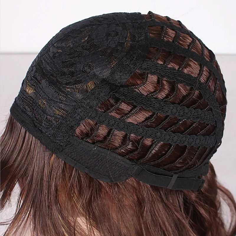 HAIRJOY Synthetic Hair Burgundy Brown Short Straight Wigs for Black Women