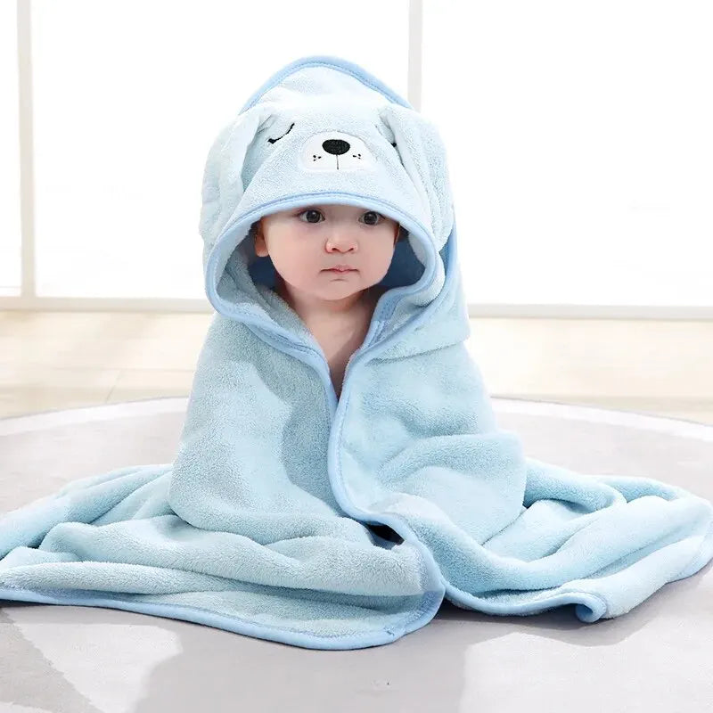 Toalla de baño para bebé, toalla de baño para recién nacidos, niños y niñas, manta con capucha de forro polar coral con diseño de dibujos animados, ropa de cama para recién nacidos