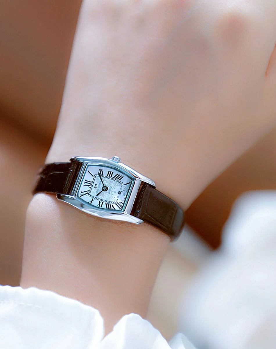 Relojes para mujer, elegante, vintage, rectangular, para dama con correa pequeña de cuero marrón, a la moda, dorado, de cuarzo, reloj de pulsera para mujer 2025