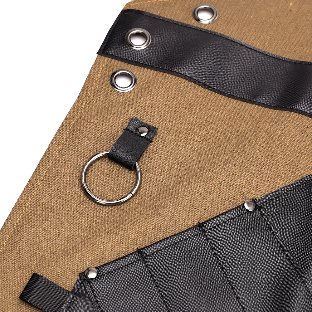 Delantales de barbero, uniforme de cocina para peluquero, delantal impermeable de tela con bolsillo para salón de barbería