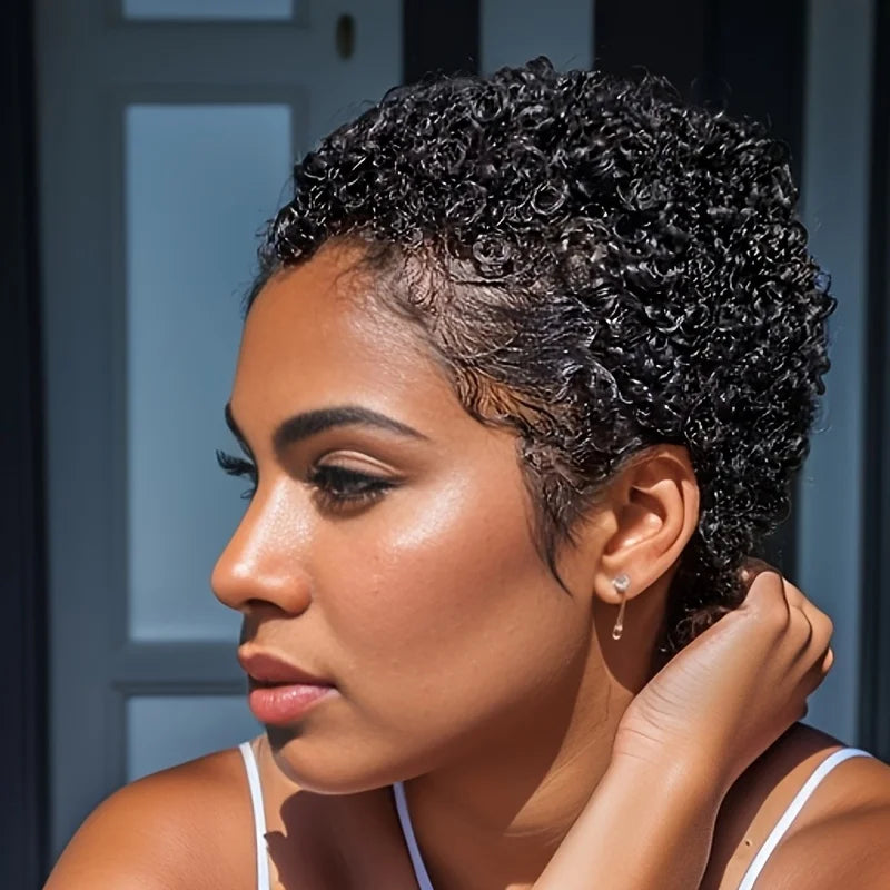 Peluca pixie afro rizada