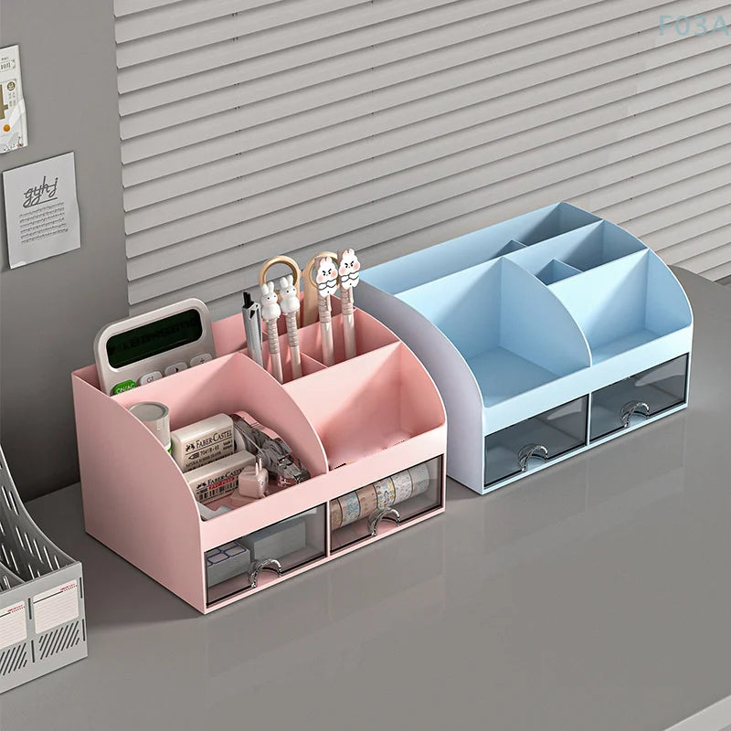 Organizador de escritorio con cajones Organizador de escritorio Caja de almacenamiento de maquillaje de mesa Suave y resistente Caja de almacenamiento de suministros de oficina Múltiple