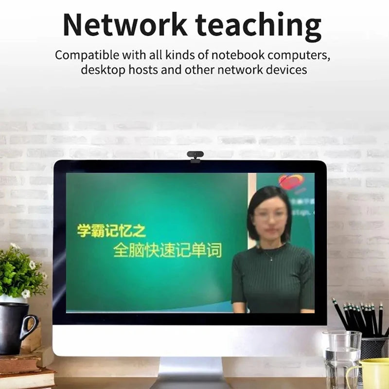 Nytt webkamera med strømming, webkamera 1080p, 30fps, autofokus og mikrofon, USB 2.0, webkamera for PC, bærbar PC, konferansekamera