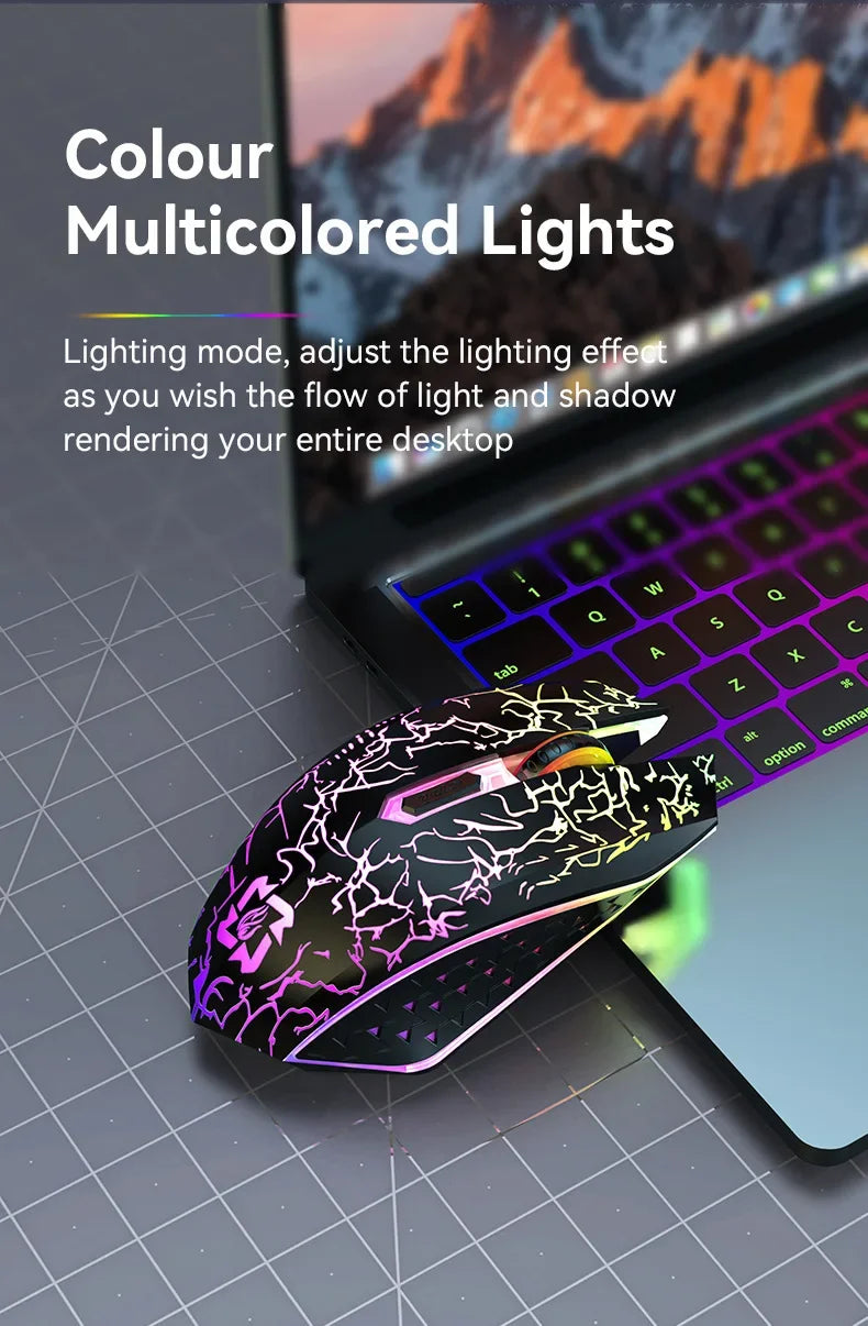 Ratón inalámbrico Bluetooth 5.2, ratón RGB para juegos, ratón silencioso, ratón recargable, ratón de 800-1200-1600 DPI, ratones para PC portátil Macbook