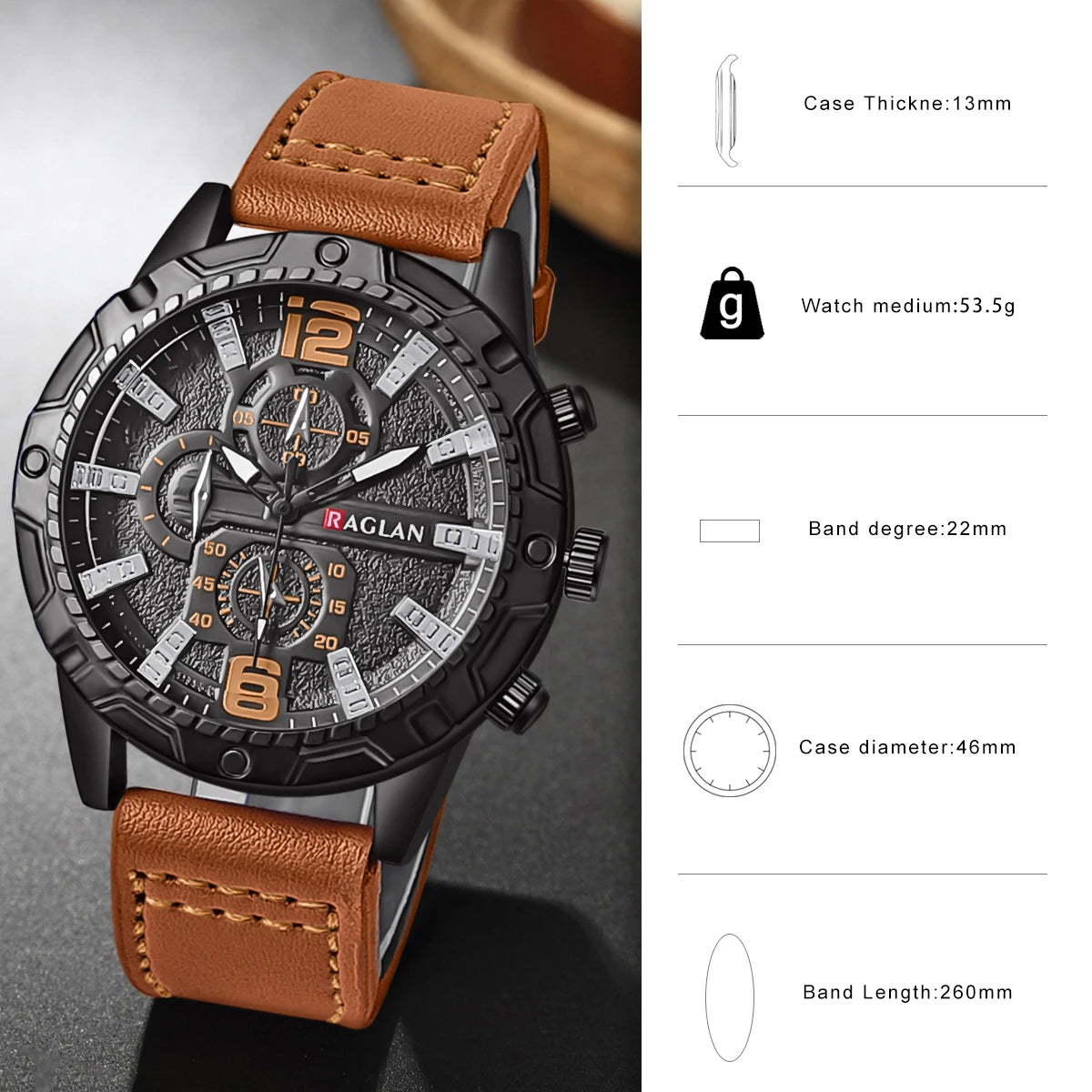Toppmerkeklokke for menn Moteklokker Lærrem Klokke Herre Armbåndsur Gave Relogio Masculino Reloj Hombres