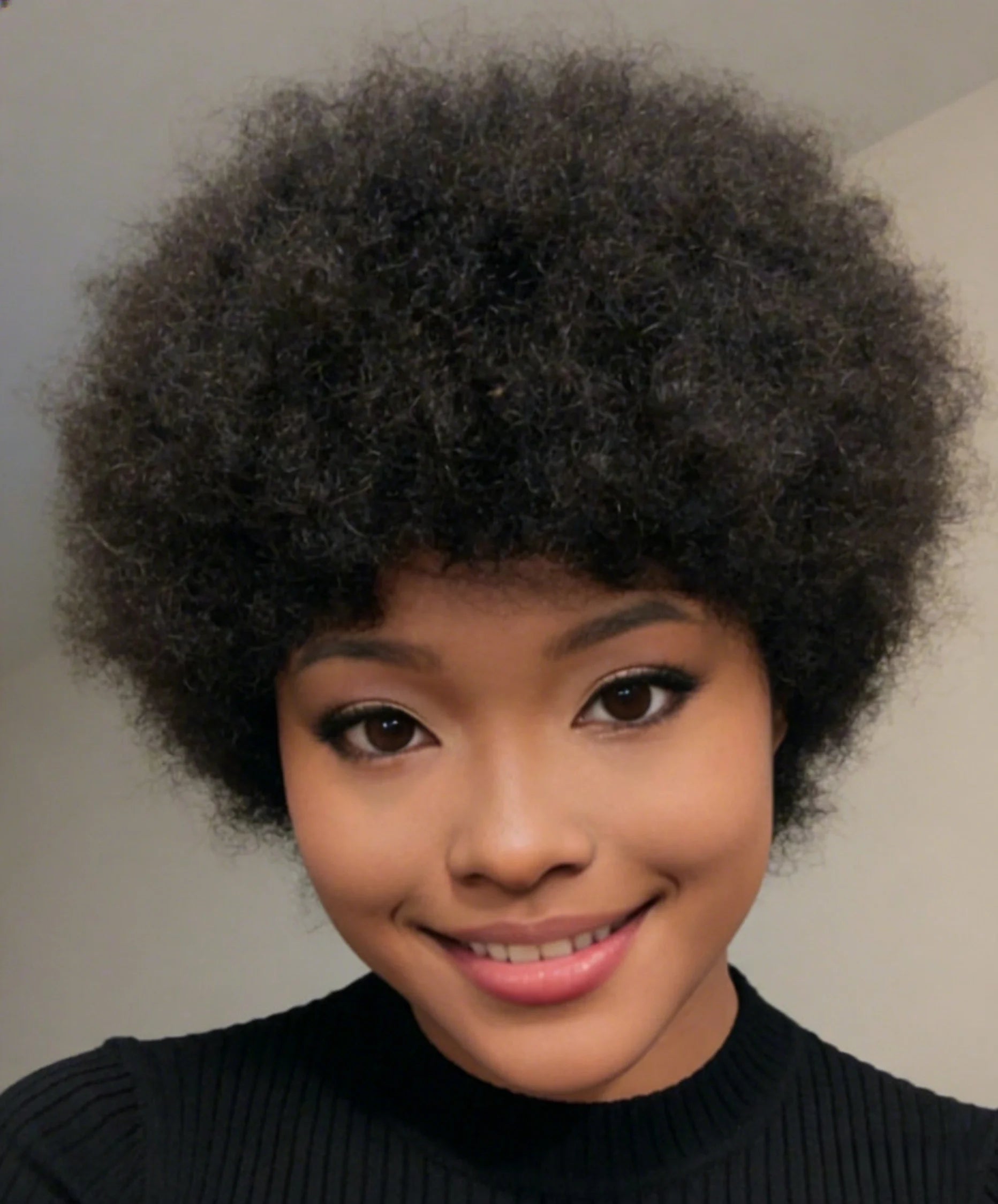 Peluca de Pelo Humano con Corte Pixie Corto, 150% de Densidad, Afro Kinky Rizado, Hecha a Máquina, Esponjosa, Negra Natural, Para Mujeres