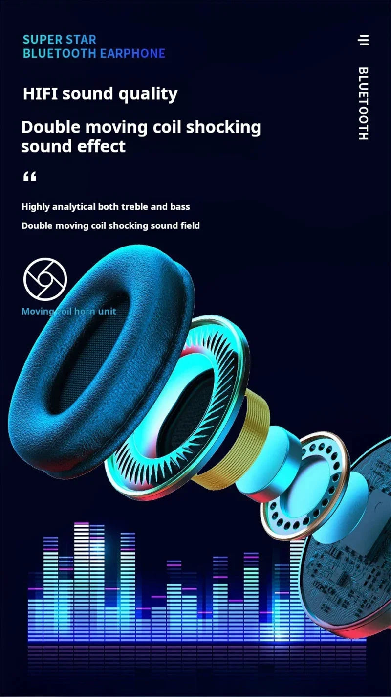 Casque de jeu stéréo sans fil Bluetooth avec micro intégré pour PC et ordinateur portable