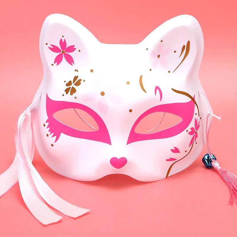 Máscara de conejo de estilo japonés, máscaras de media cara, zorros, conejo, accesorios de cosplay, máscaras de fiesta de disfraces de Halloween, máscara de anime para mujeres y hombres