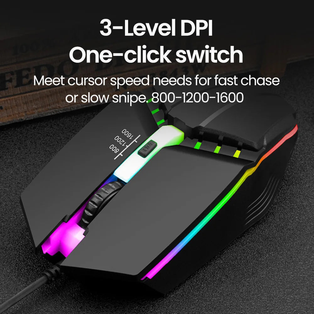 Mouse de gaming con cable Elough RGB – Silencioso, preciso y diseñado para el rendimiento