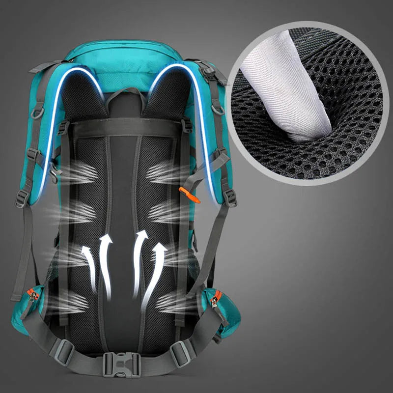 Sac à dos de randonnée, de camping, d'escalade, avec housse de pluie imperméable, pour homme et femme, idéal pour les voyages en plein air, la pêche
