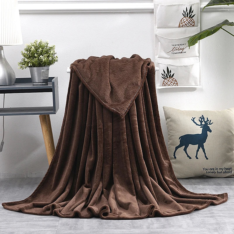 Couvertures douces et chaudes pour lits, jeté de lit en vison d'hiver, housse de canapé solide, couvre-lit, couvertures à carreaux d'hiver, drap d'hiver, couvre-lit