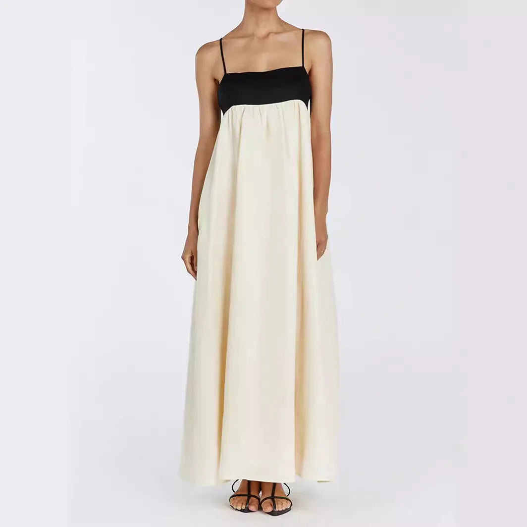 Vestido largo de verano para mujer, de algodón, sexy, holgado, beige, con tirantes finos, sin mangas, hasta los tobillos, elegante, clásico, para mujer