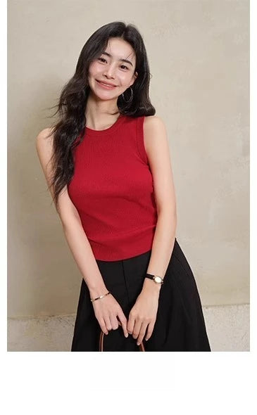 Conjunto de dos piezas de top y falda sin mangas para mujer, corte delgado, top con bajo dividido y falda maxi recta, conjunto elegante a juego de verano
